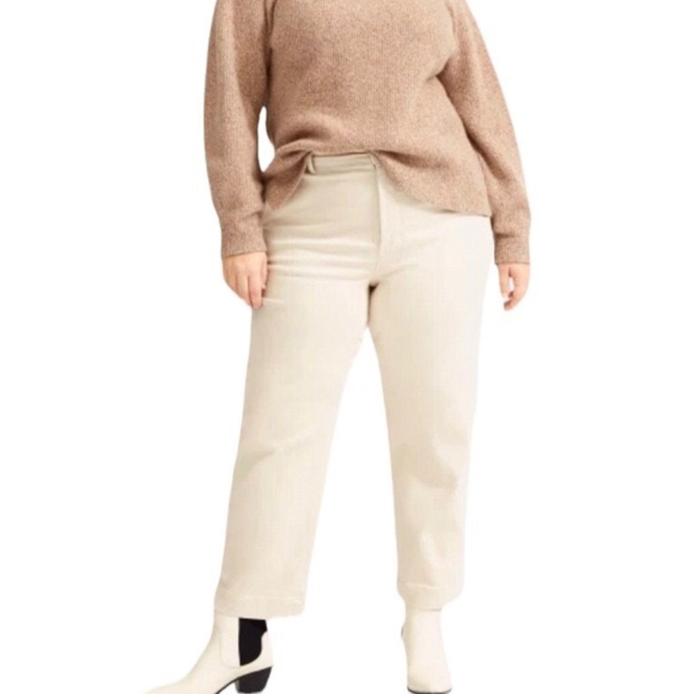 Cream straight leg high waisted pants